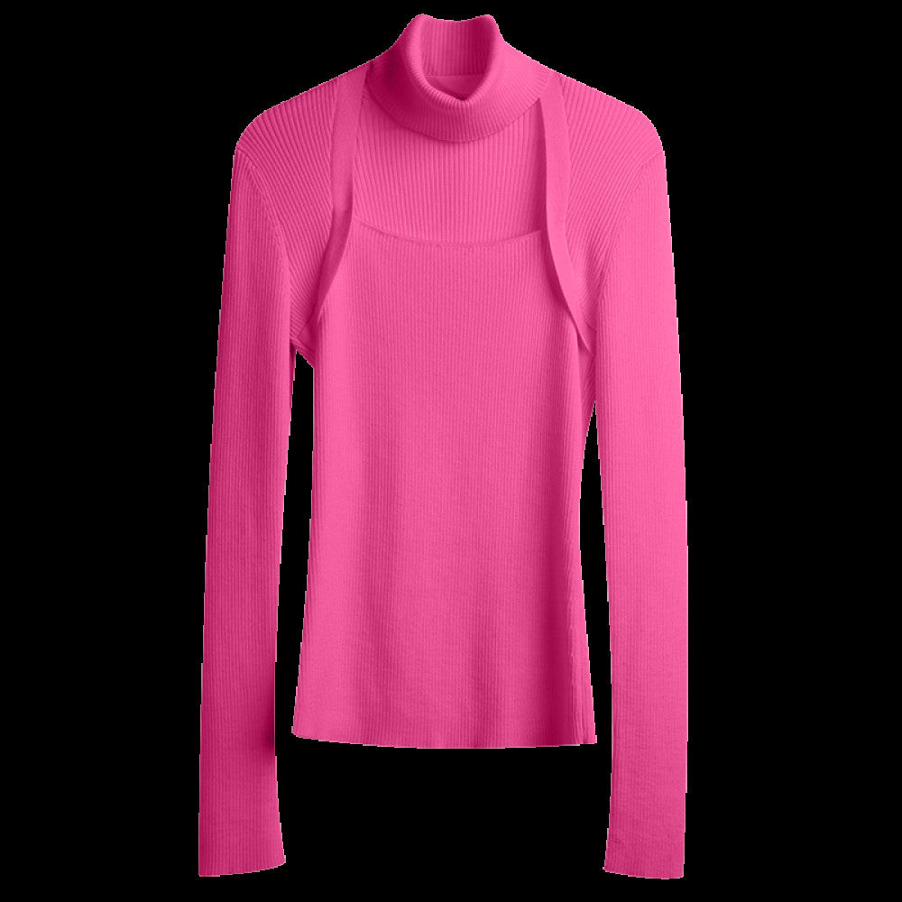 RoseLingLing machine washable wool high fashion detachable scarf slim fit and slimming knit top base sweater image 8