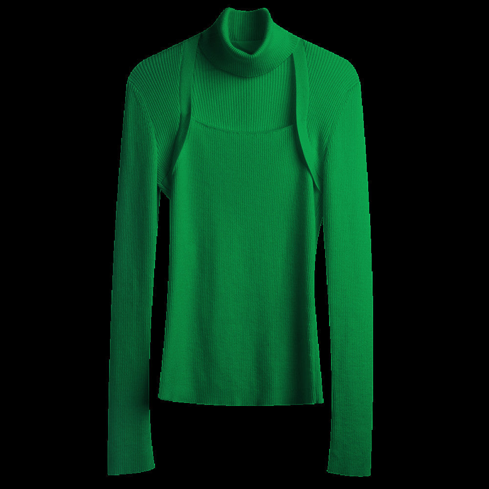 RoseLingLing machine washable wool high fashion detachable scarf slim fit and slimming knit top base sweater image 44