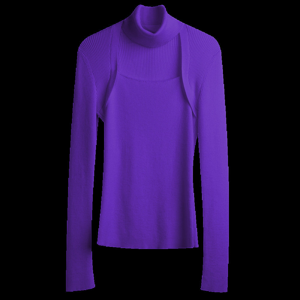 RoseLingLing machine washable wool high fashion detachable scarf slim fit and slimming knit top base sweater image 47