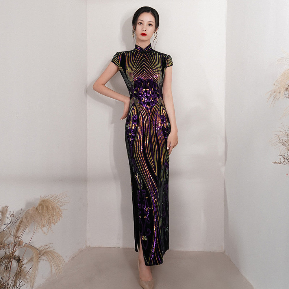 Runway long style improved cheongsam new 2025 young style women s high end retro slim fit temperament high end dress image 61