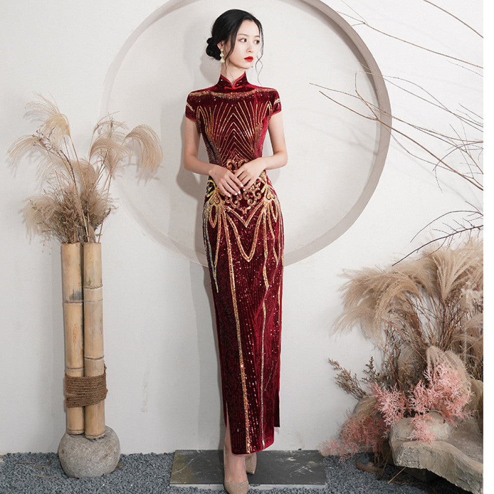 ASAYA2672 Improved cheongsam high-end retro slim temperament dress