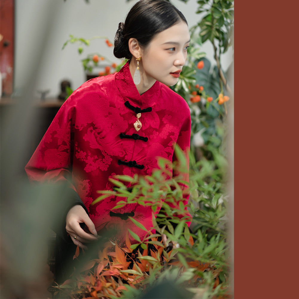 Word of mouth good product PCY1473 New Year s greetings series Guanle crepe Chinese retro small shirt jacket cotton coat cotton jacket for women image 30