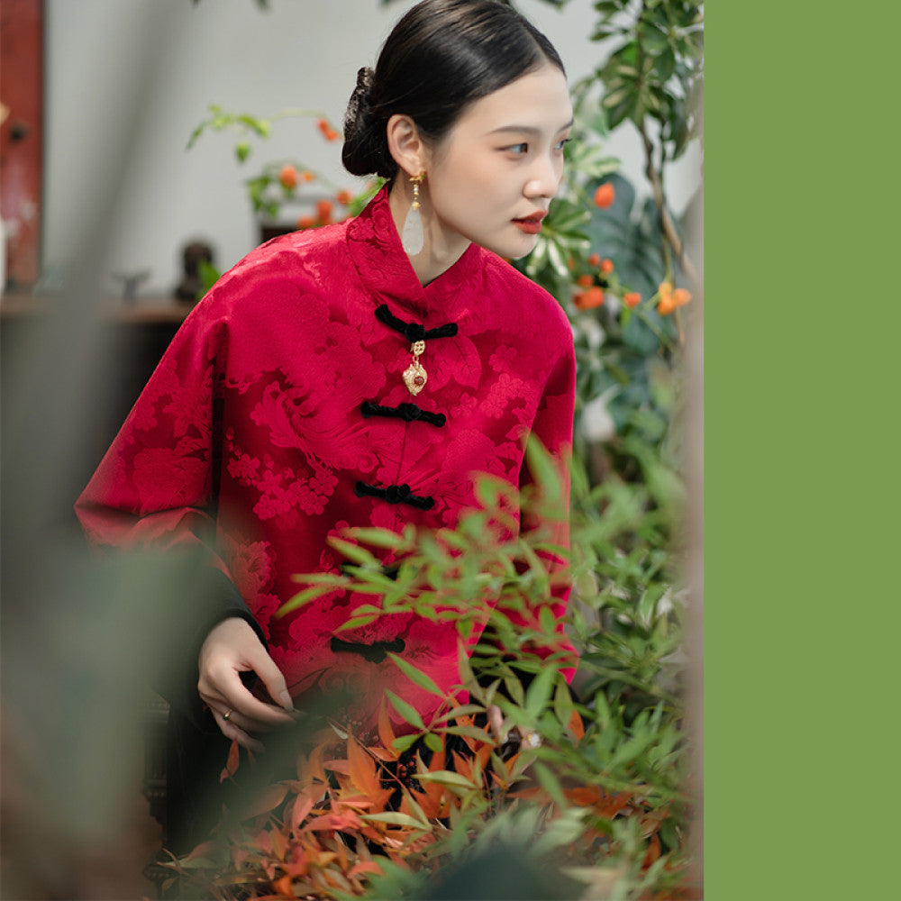 Word of mouth good product PCY1473 New Year s greetings series Guanle crepe Chinese retro small shirt jacket cotton coat cotton jacket for women image 34