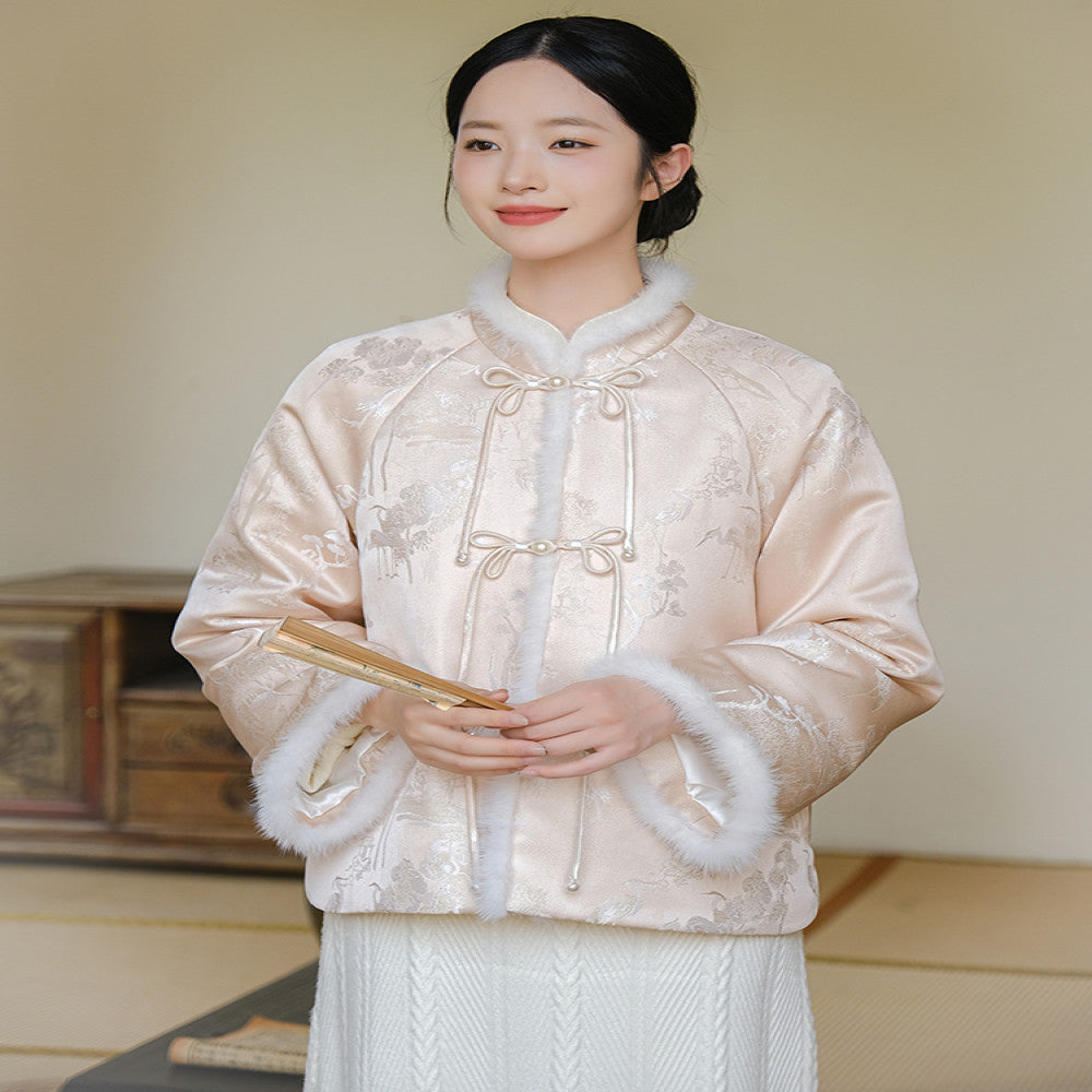 Mountain Colored Original New Chinese Style Coat Winter Improvement Tang Style Young Tea Clothes Plate Buckle Jacquard Cotton Clothes image 25