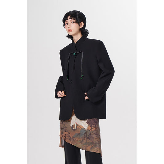 ASAYA2656 Yang Erdameng original new Chinese style green bead buckle suit jacket