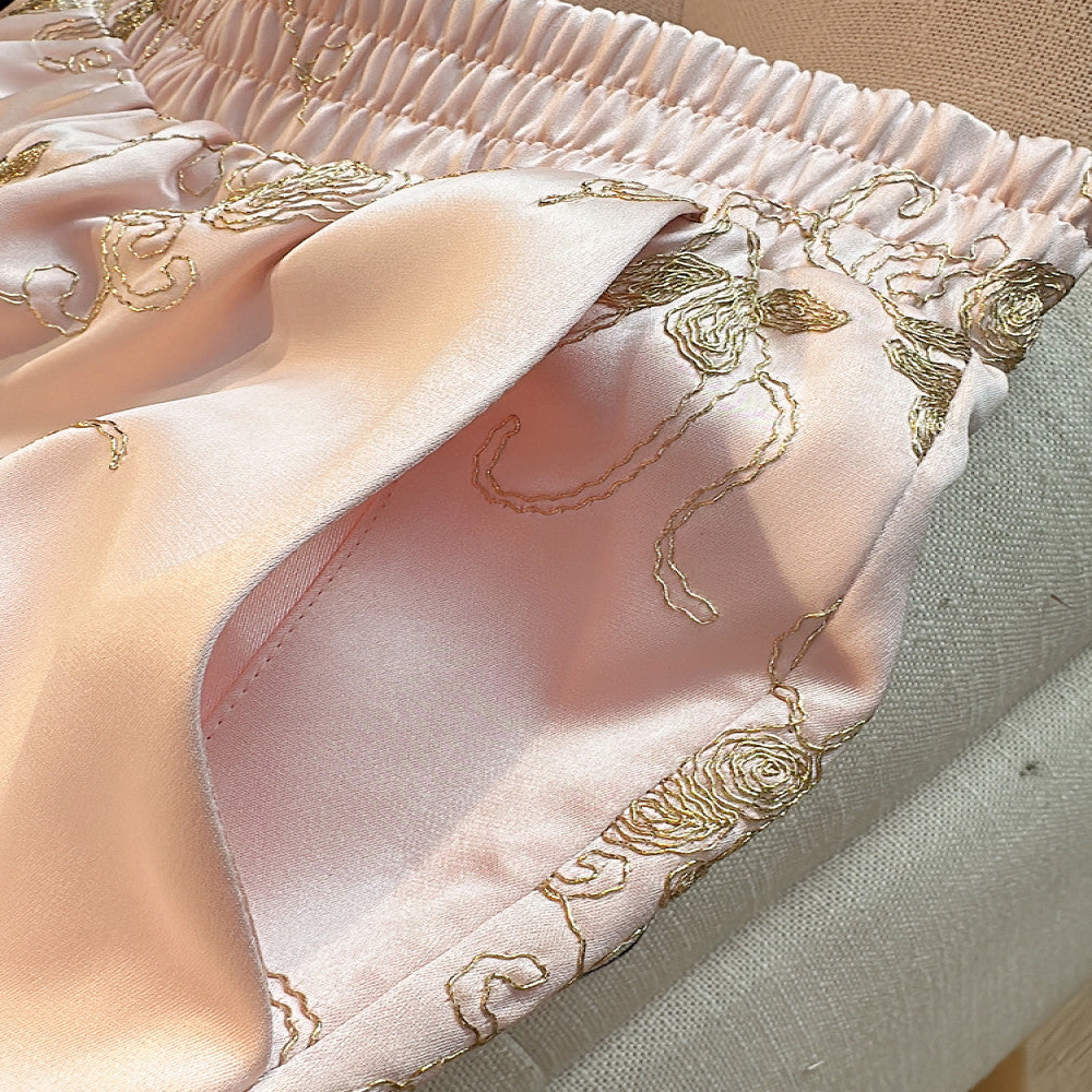 Retro Chinese style thick cotton pants for women in winter heavy industry gold thread embroidery high waisted cotton straight leg pants with wide legs image 3