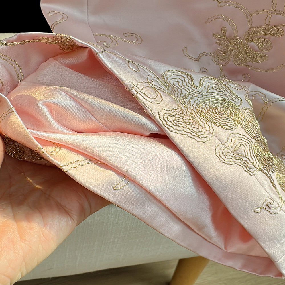 Retro Chinese style thick cotton pants for women in winter heavy industry gold thread embroidery high waisted cotton straight leg pants with wide legs image 4