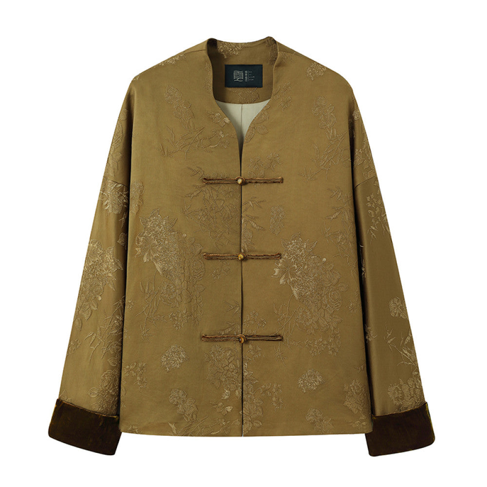 ASAYA2629 New Jacquard Disc Button Short Jacket