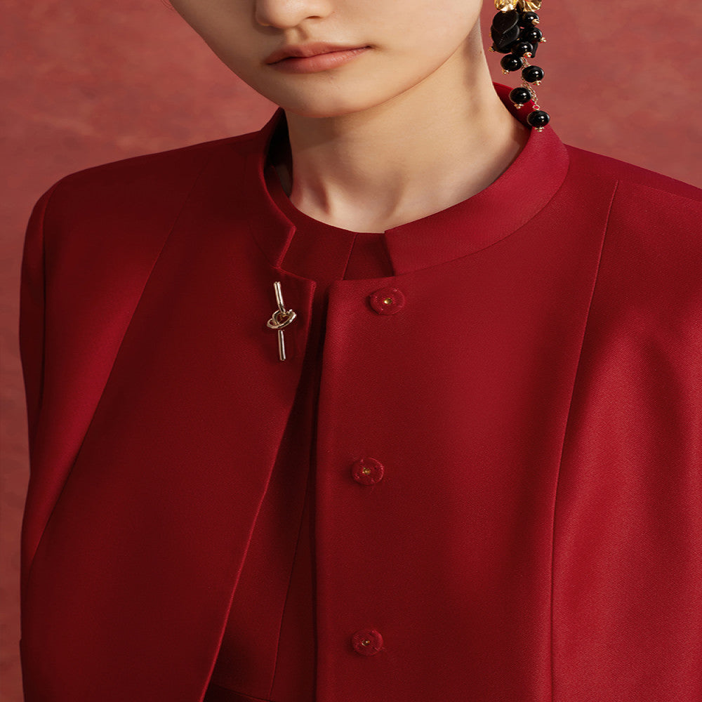 Ruyi Lianyun Spring and Autumn new style small stand collar jacquard short jacket for women new Chinese style retro metal buckle top image 4