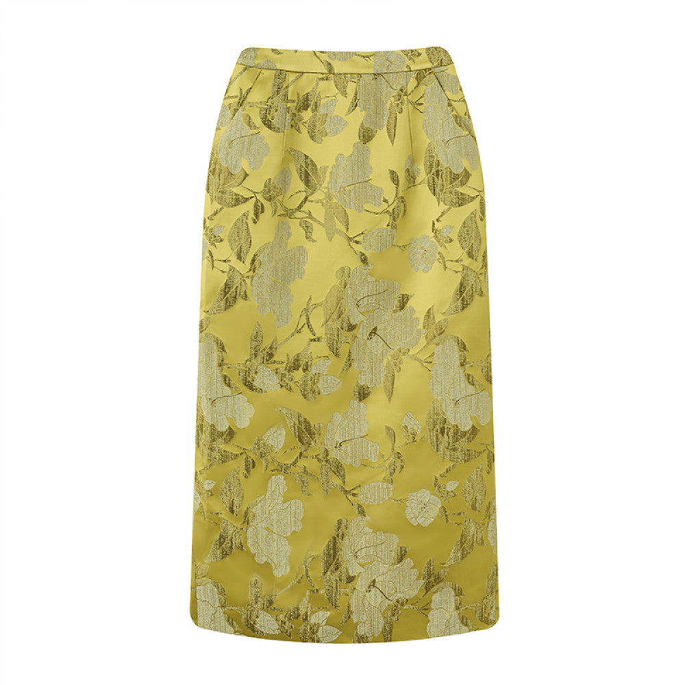 Ruyi Lianyun Spring and Autumn New Jacquard Straight Tube Half length Skirt for Women New Chinese Style Retro Style Pencil Skirt with Drawback image 17