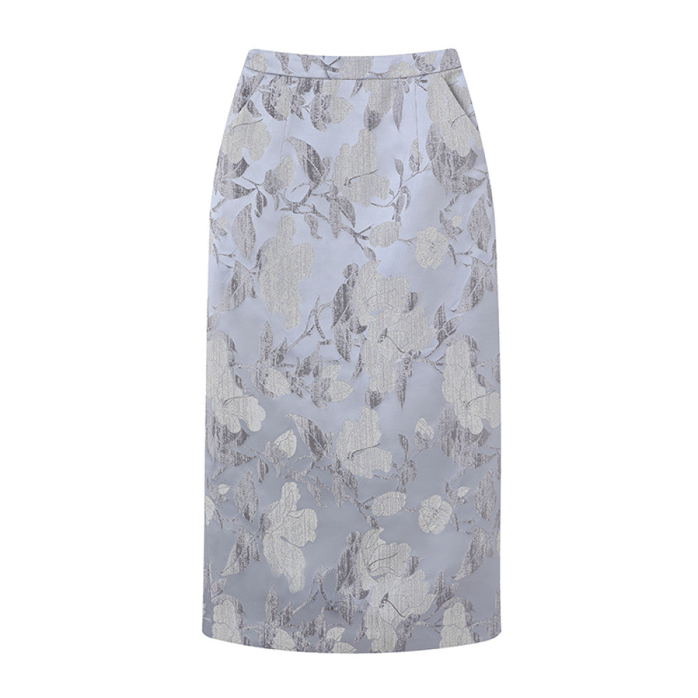 Ruyi Lianyun Spring and Autumn New Jacquard Straight Tube Half length Skirt for Women New Chinese Style Retro Style Pencil Skirt with Drawback image 22