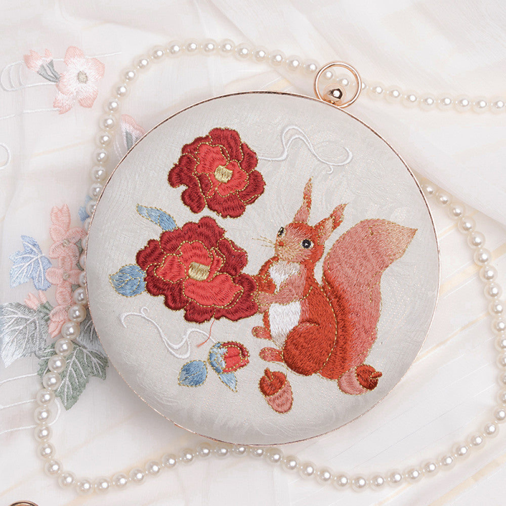 Embroidered handmade bag niche design crossbody bag women s versatile ins gentle ancient style apricot leaf bead Hanfu small bag image 17
