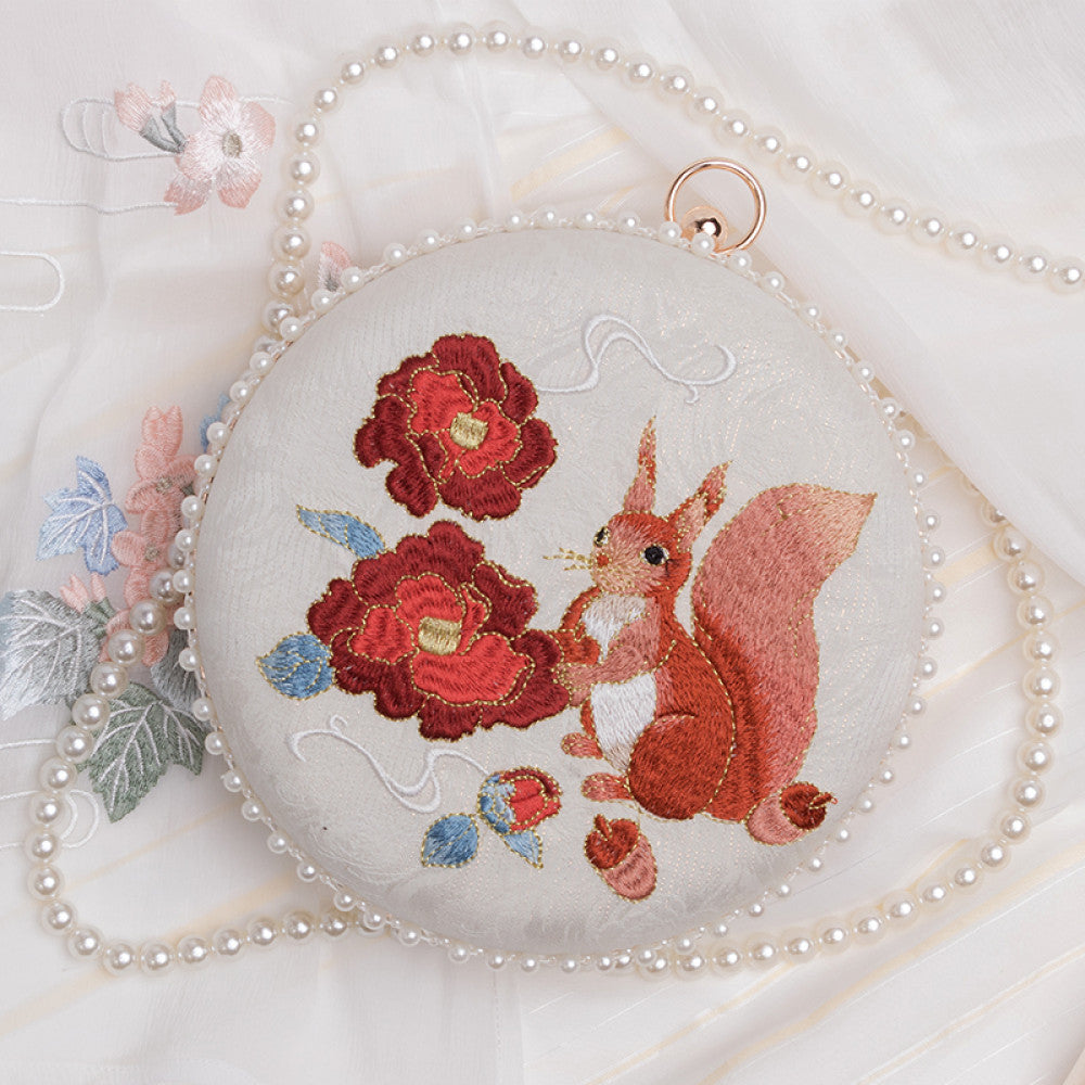 Embroidered handmade bag niche design crossbody bag women s versatile ins gentle ancient style apricot leaf bead Hanfu small bag image 19