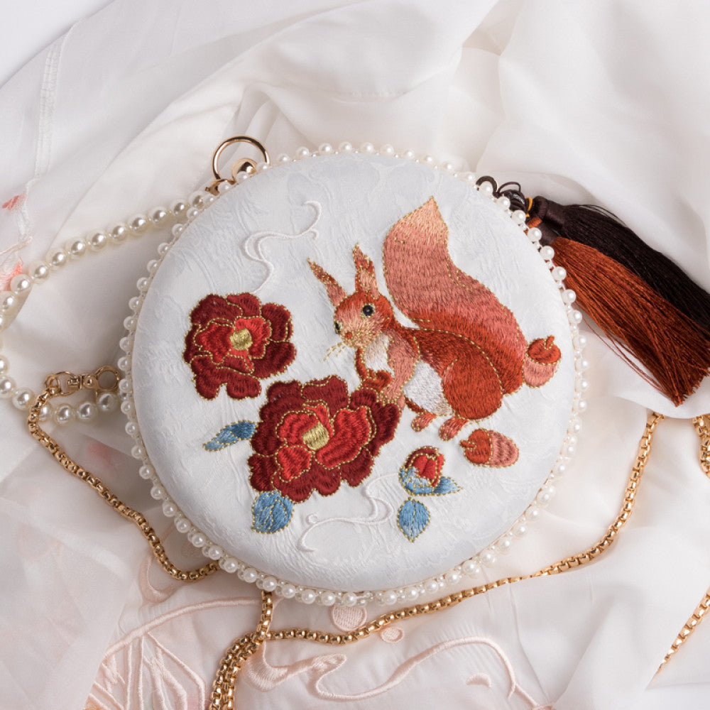 Embroidered handmade bag niche design crossbody bag women s versatile ins gentle ancient style apricot leaf bead Hanfu small bag image 20