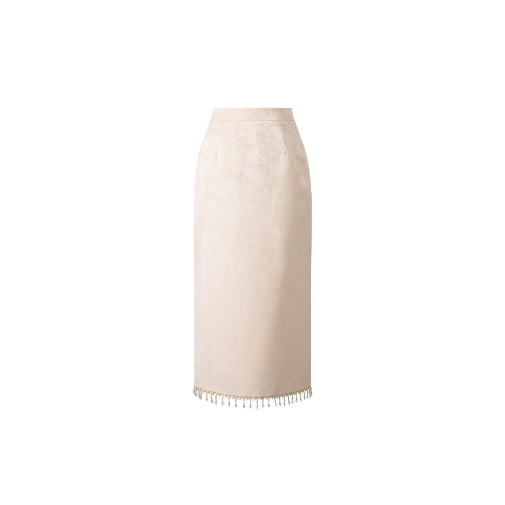 Wuyan Yihe Gusu Qu New Chinese style Acetic Acid Jacquard Heavy Industry Embroidered Top Crystal tassel Half Skirt image 21
