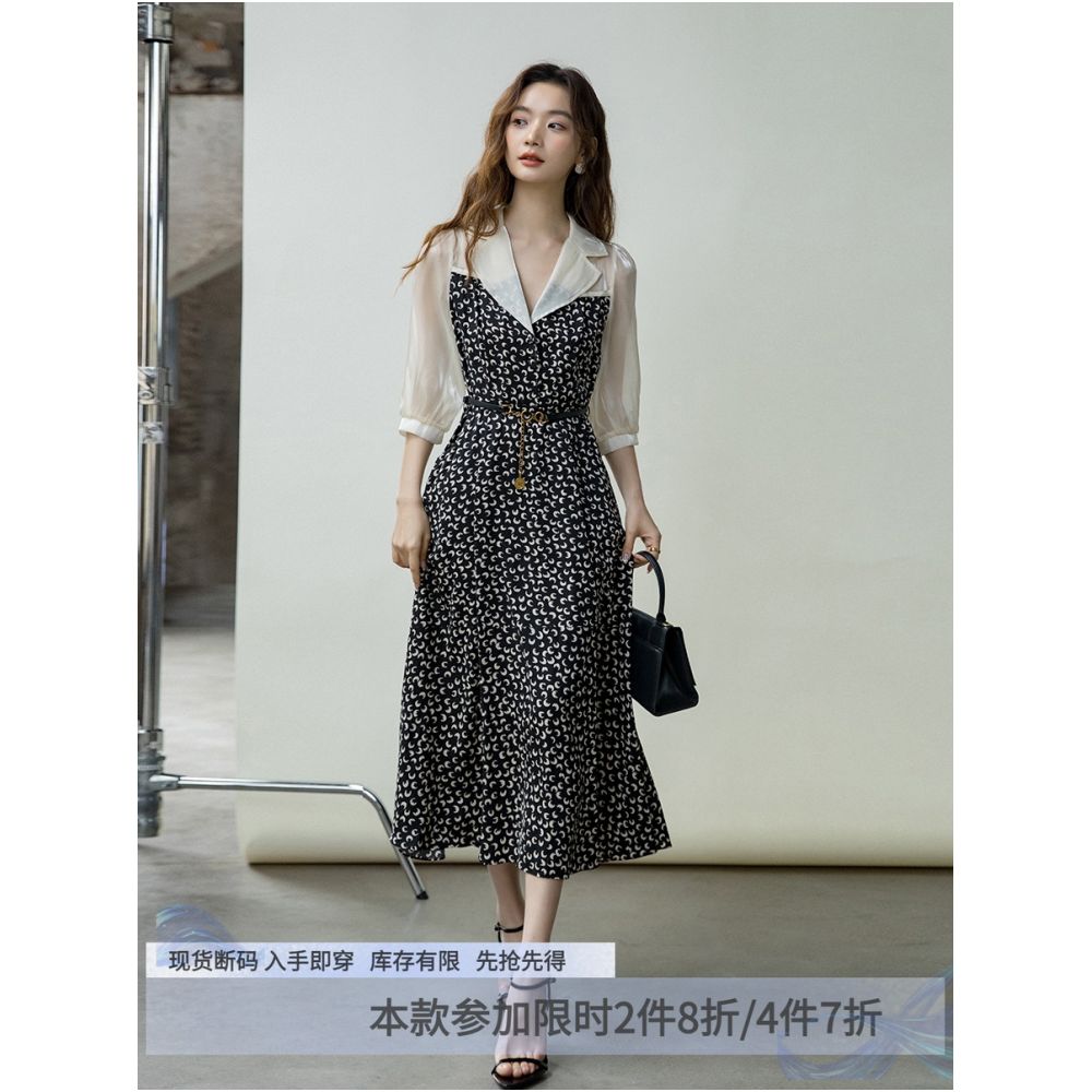 French Hepburn style white shirt dress for women s spring and autumn new style 2080 Campanula tea break break two retro dresses image 0