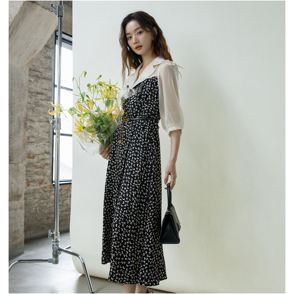 French Hepburn style white shirt dress for women s spring and autumn new style 2080 Campanula tea break break two retro dresses image 11