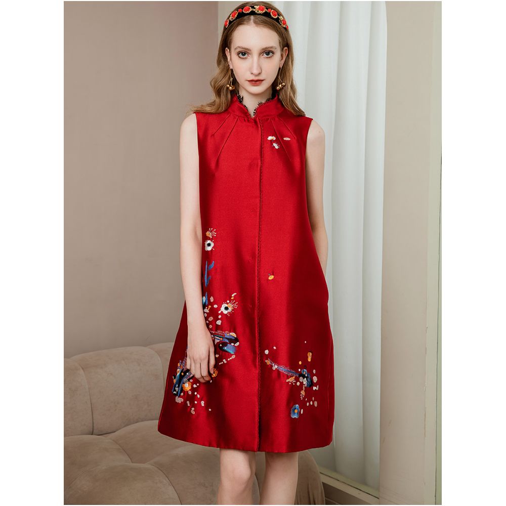 Vest women 2025 new new Chinese style Republic of China style small dress retro Shiatzy Chen embroidered sleeveless improved version cheongsam image 1
