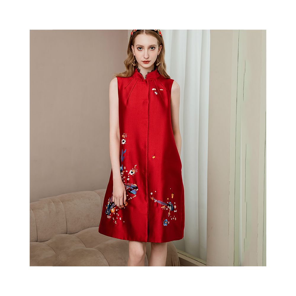 Vest women 2025 new new Chinese style Republic of China style small dress retro Shiatzy Chen embroidered sleeveless improved version cheongsam image 5
