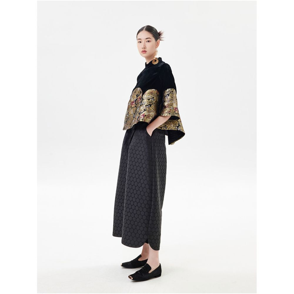 Contour velvet short jacket new Chinese style light luxury socialite jacquard top original design for spring and autumn women s clothing image 3