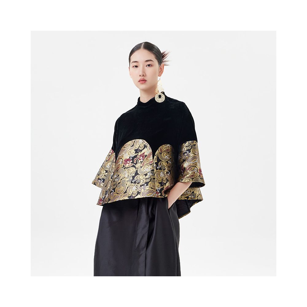 Contour velvet short jacket new Chinese style light luxury socialite jacquard top original design for spring and autumn women s clothing image 11