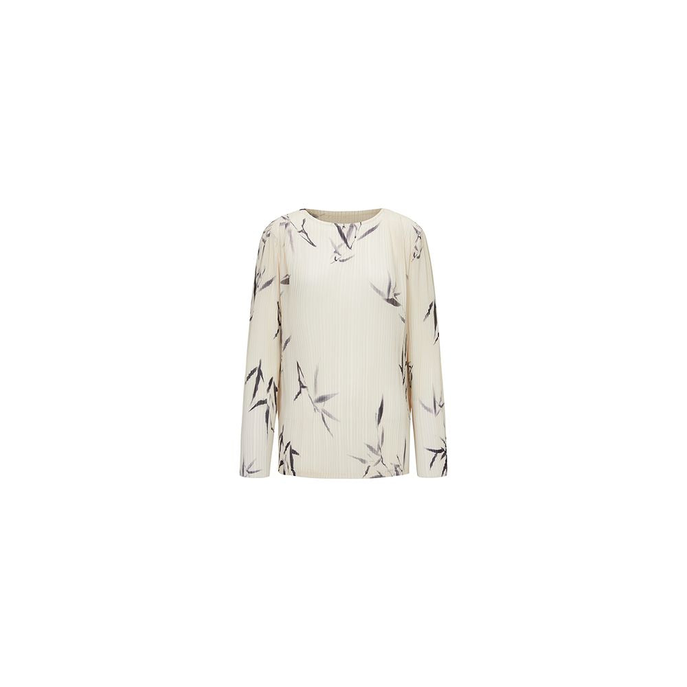 Hall Tang tingtang Bamboo leaf printed wind piano fold process breathable sunscreen thin shirt half skirt set two pieces image 11