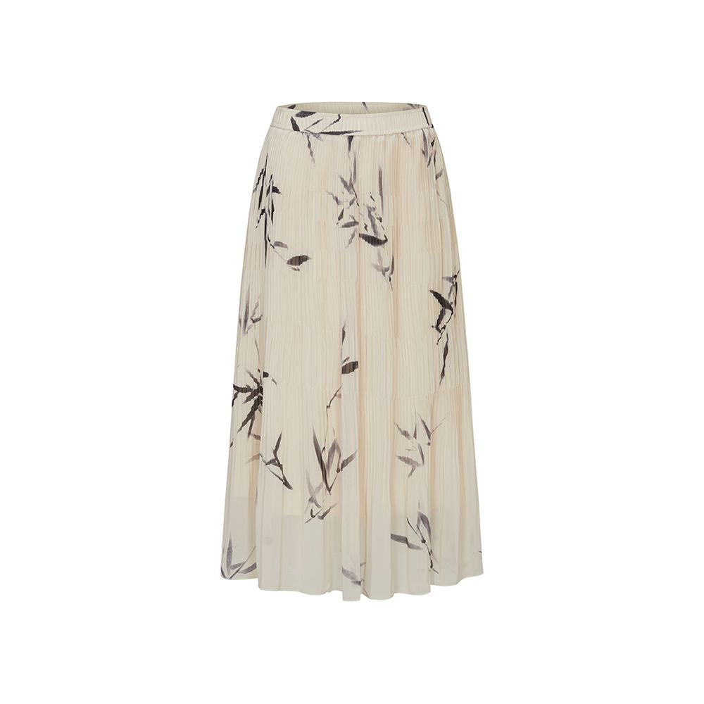 Hall Tang tingtang Bamboo leaf printed wind piano fold process breathable sunscreen thin shirt half skirt set two pieces image 15