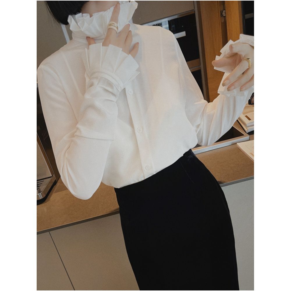 Dreaming of Victoria 2 layers of silk 2 layers of lace court lazy French retro white shirt mulberry silk P0813 image 21