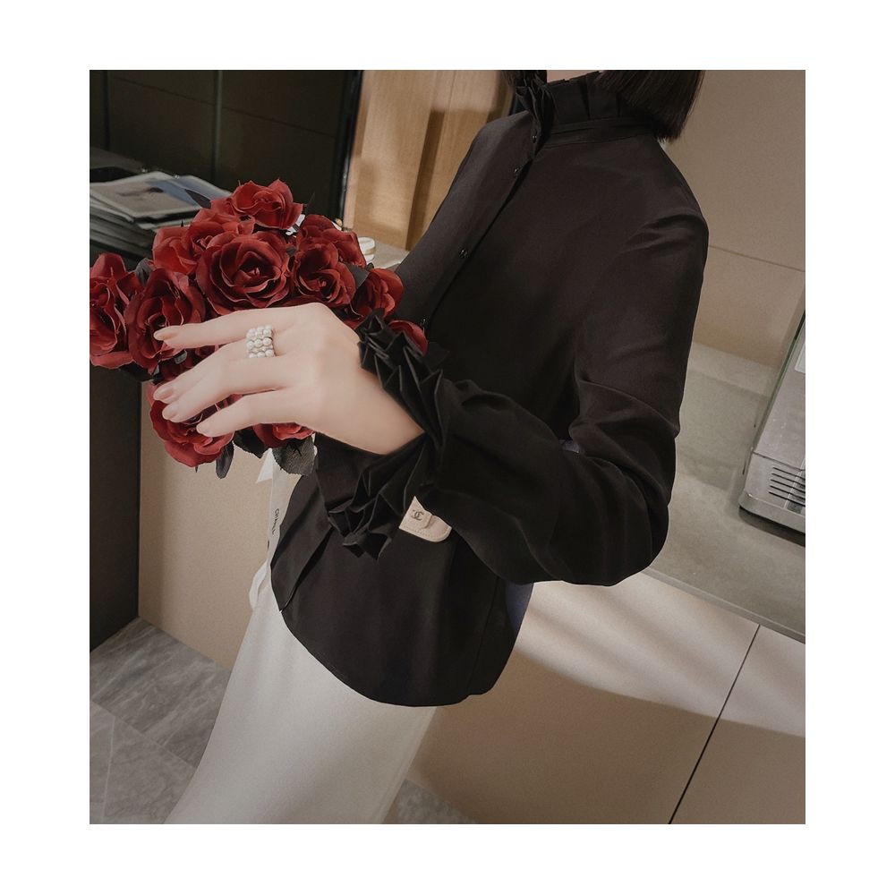 Dreaming of Victoria 2 layers of silk 2 layers of lace court lazy French retro white shirt mulberry silk P0813 image 17