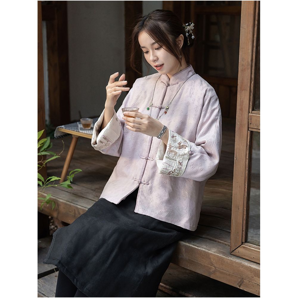 Yuanzhen Winter Cotton Clothes Embroidered Flower Plate Buckle Retro Chinese style Plush Coat Women s Loose Chinese Style Women s Clothing image 1