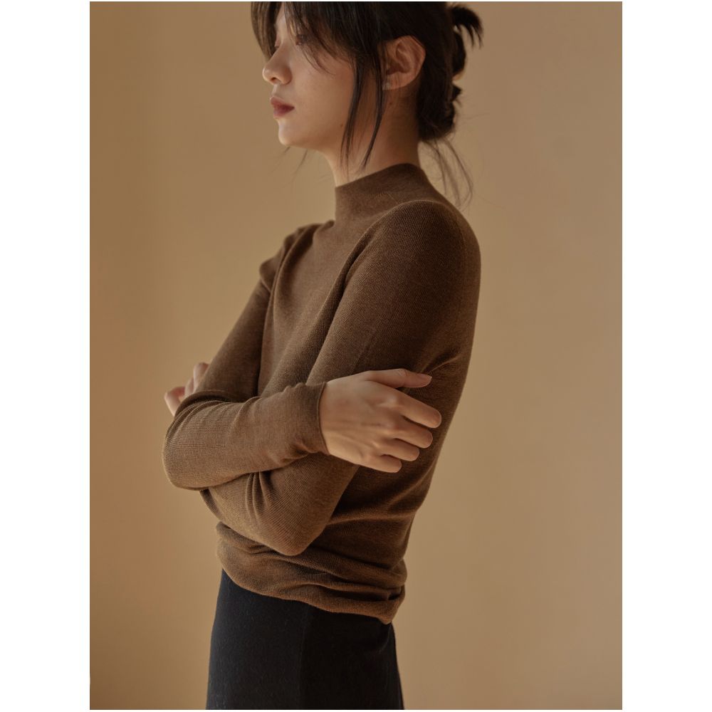 Commuse memory finely spun JI fine all wool Yangtze yarn seamless integrated semi high neck base sweater image 1