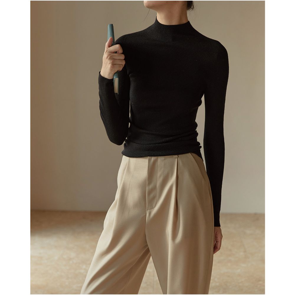 Commuse memory finely spun JI fine all wool Yangtze yarn seamless integrated semi high neck base sweater image 7