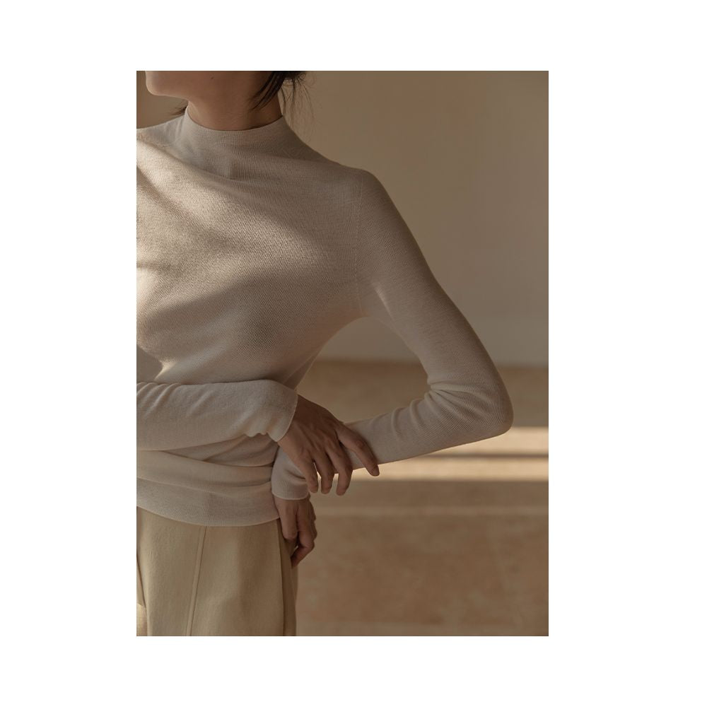 Commuse memory finely spun JI fine all wool Yangtze yarn seamless integrated semi high neck base sweater image 17
