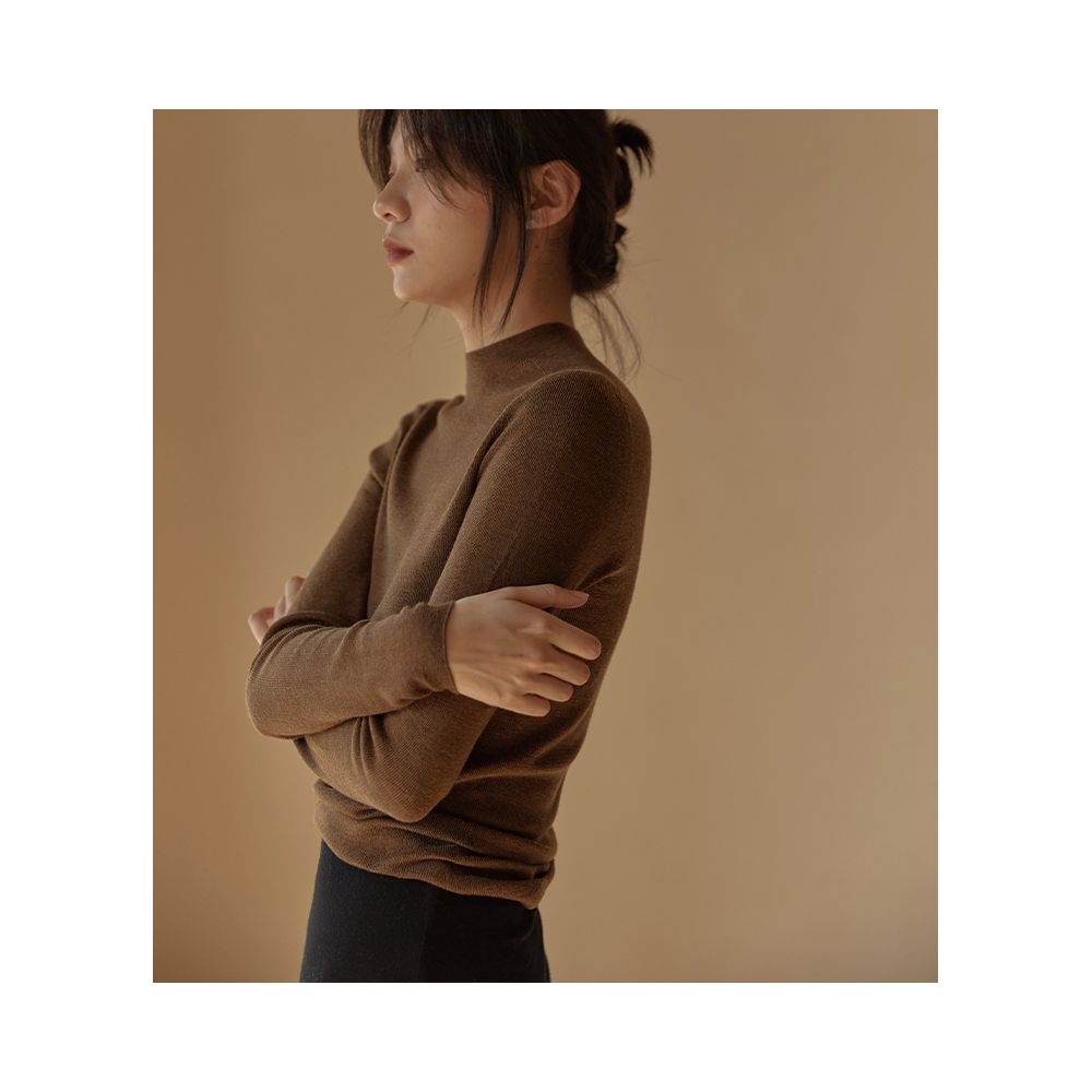 Commuse memory finely spun JI fine all wool Yangtze yarn seamless integrated semi high neck base sweater image 29