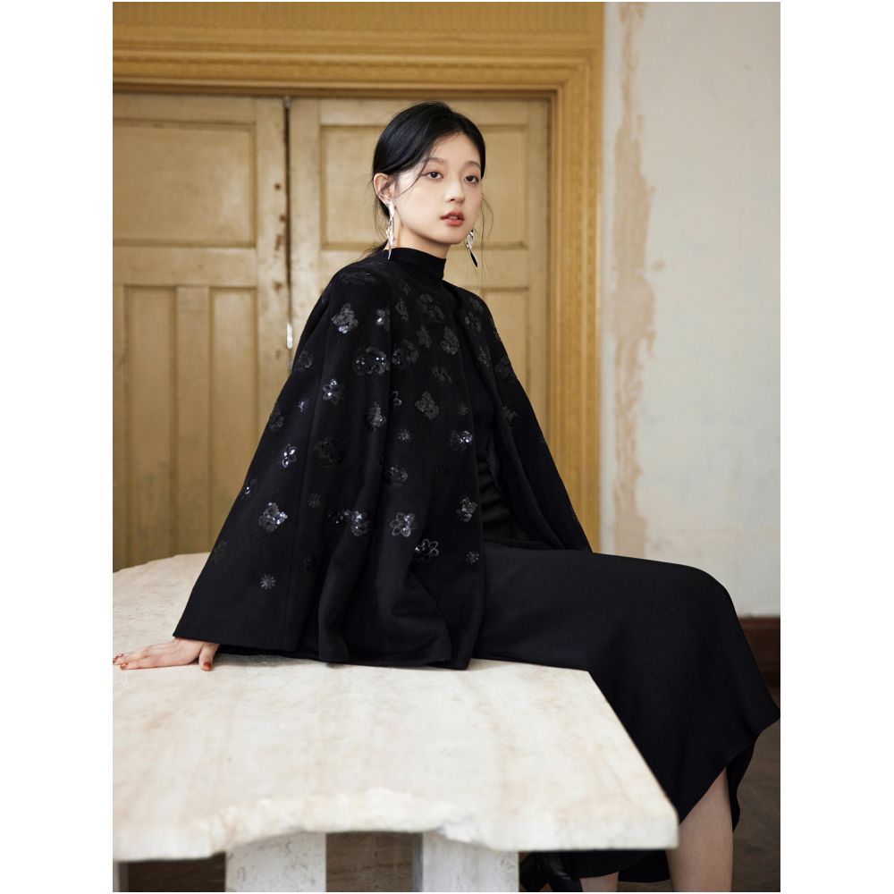 Vintage style heavy duty bead embroidery 100 wool cape style woolen coat image 17