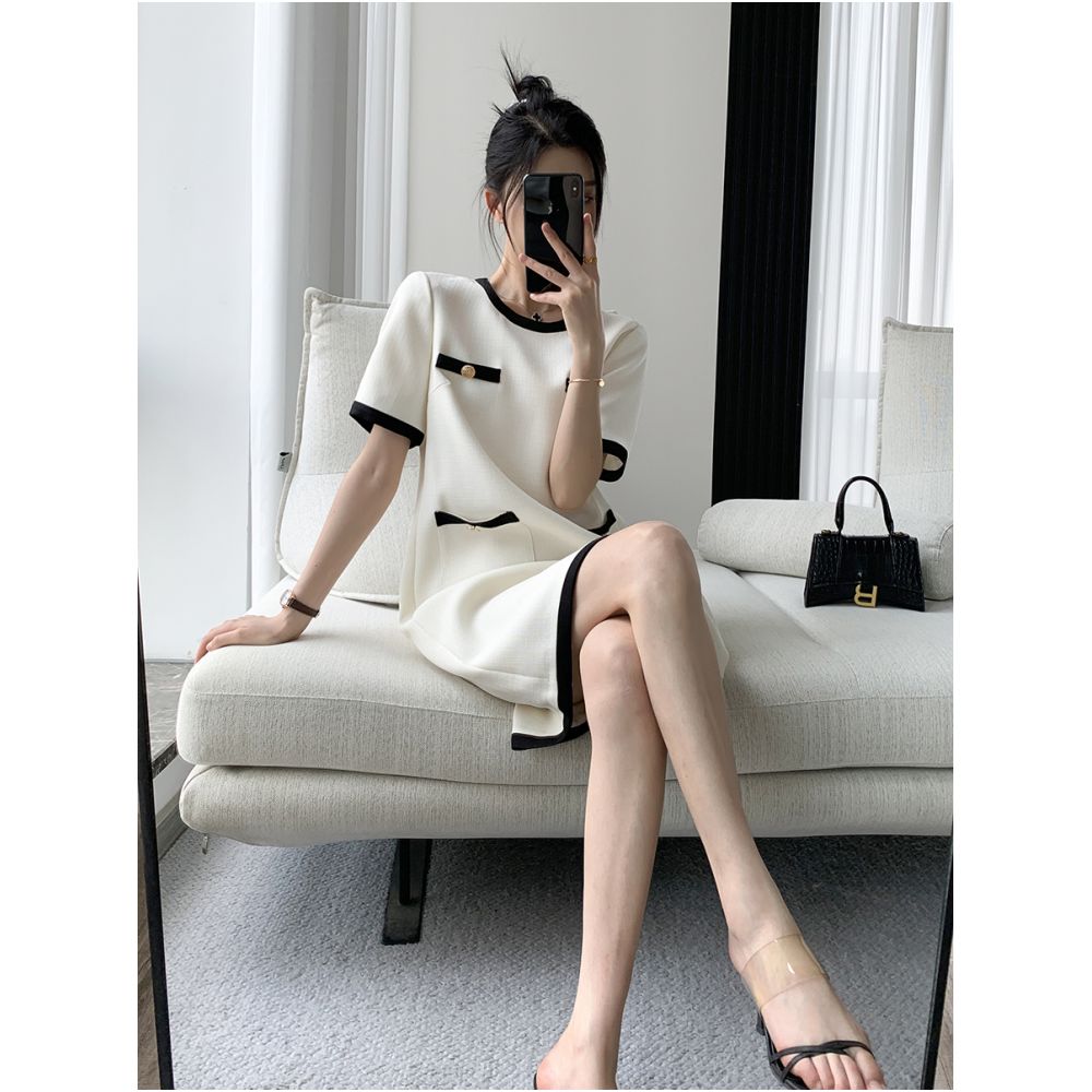 FT GUOGE small fragrant style dress for women in summer 2025 new high end French retro temperament white short skirt image 1