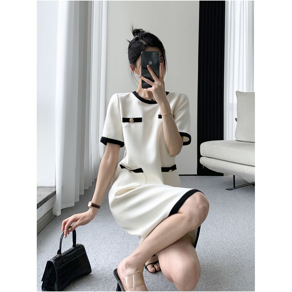 FT GUOGE small fragrant style dress for women in summer 2025 new high end French retro temperament white short skirt image 3