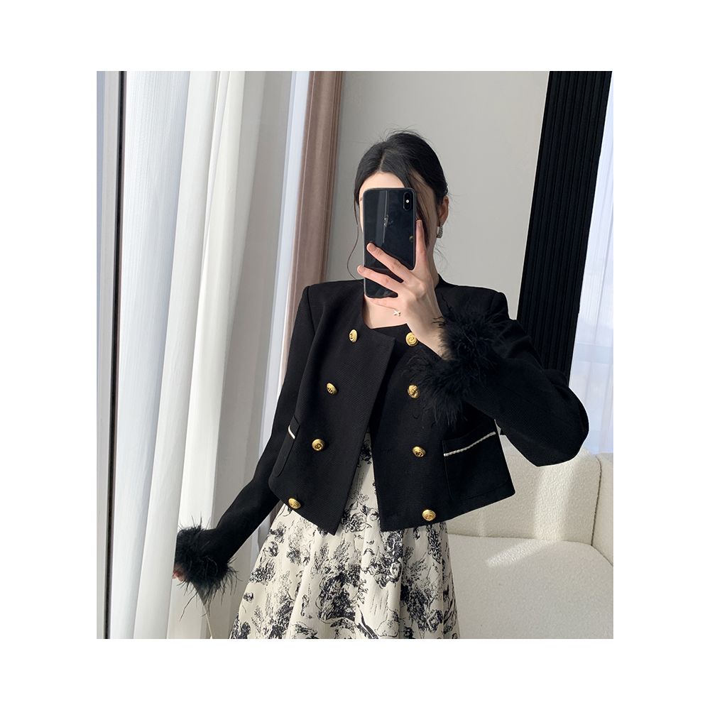 FT GUOGE Black Jacket Women s 2025 Autumn New Style High end French Fashion Light Luxury temperament Short Top image 12