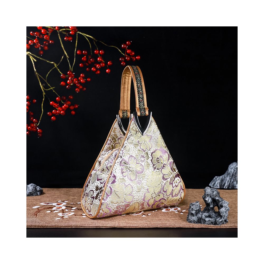 Going abroad to send old foreign fashion silk cheongsam handbag woven brocade lady classical handbag Chinese characteristic gift image 13