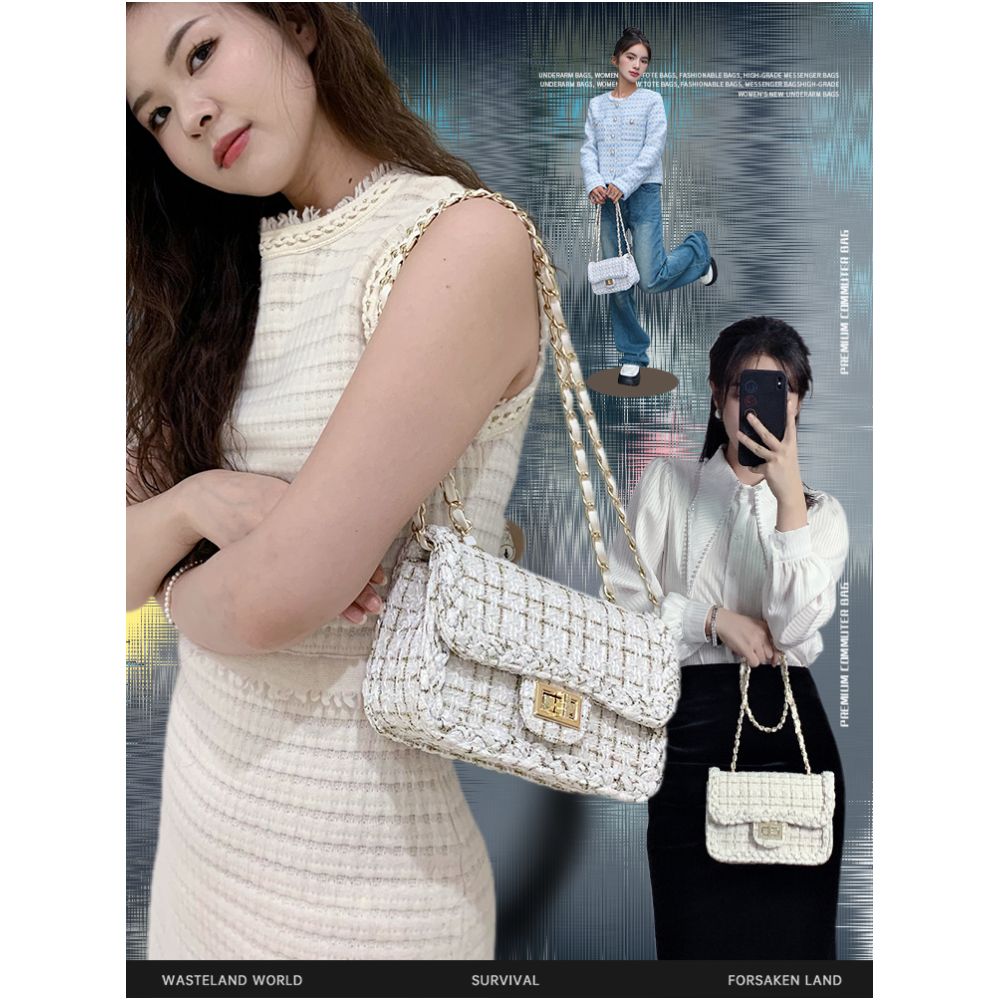 JACD white small fragrant style bag for women 2025 new autumn and winter style armpit bag high end chain bag crossbody bag for women image 2