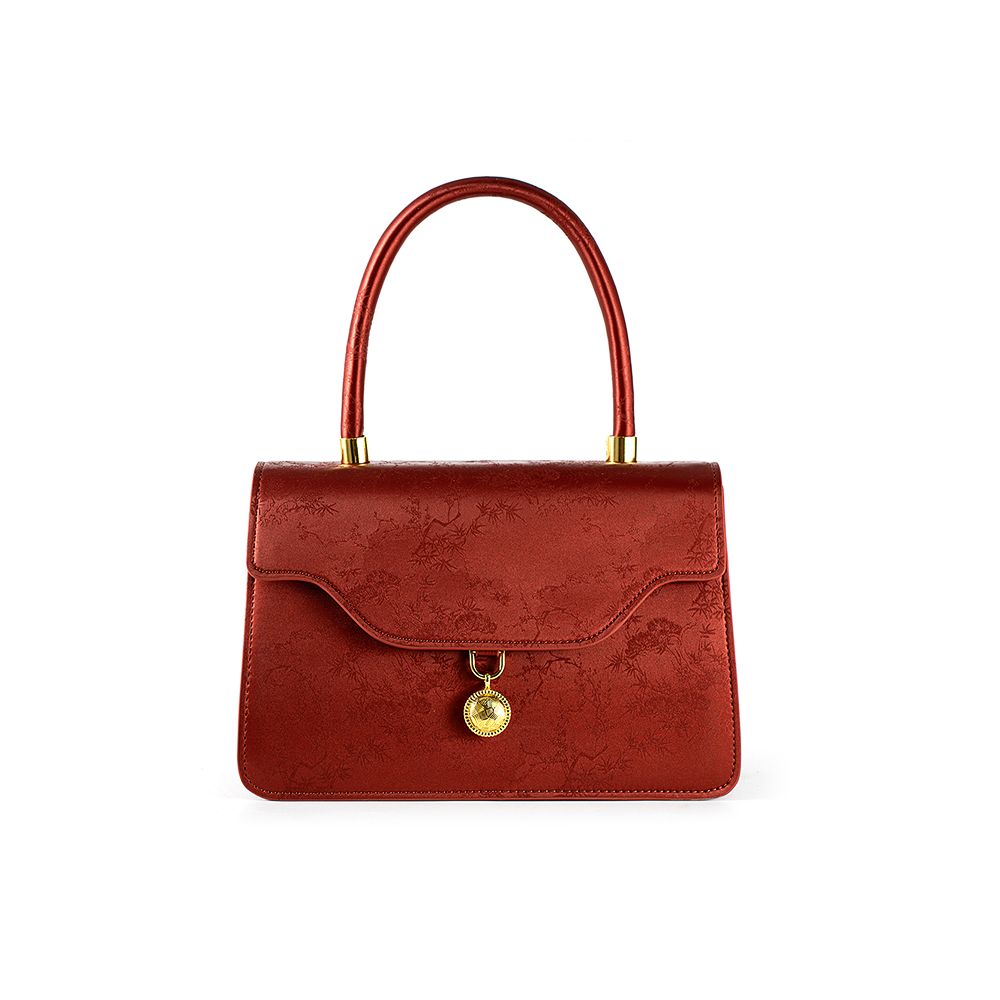 Luan Feng He Ming Red Velvet Wedding Bag Crossed Small Square Bag Premium Handheld Show Wofu Engagement Bridal Bag image 23