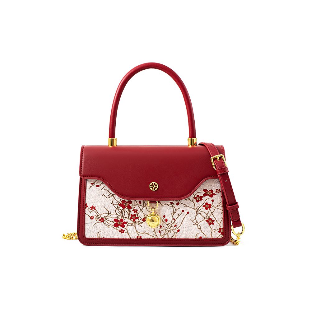 Luan Feng He Ming Red Velvet Wedding Bag Crossed Small Square Bag Premium Handheld Show Wofu Engagement Bridal Bag image 26