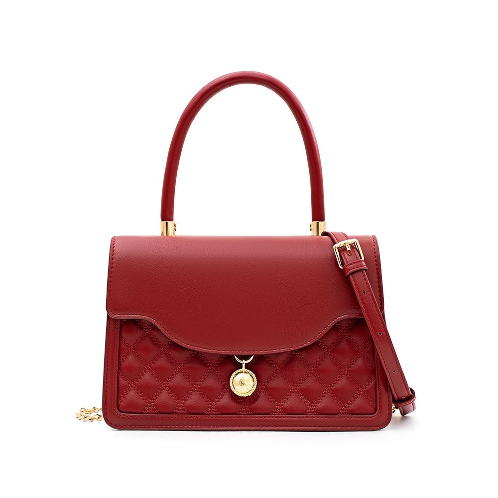 Luan Feng He Ming Red Velvet Wedding Bag Crossed Small Square Bag Premium Handheld Show Wofu Engagement Bridal Bag image 28