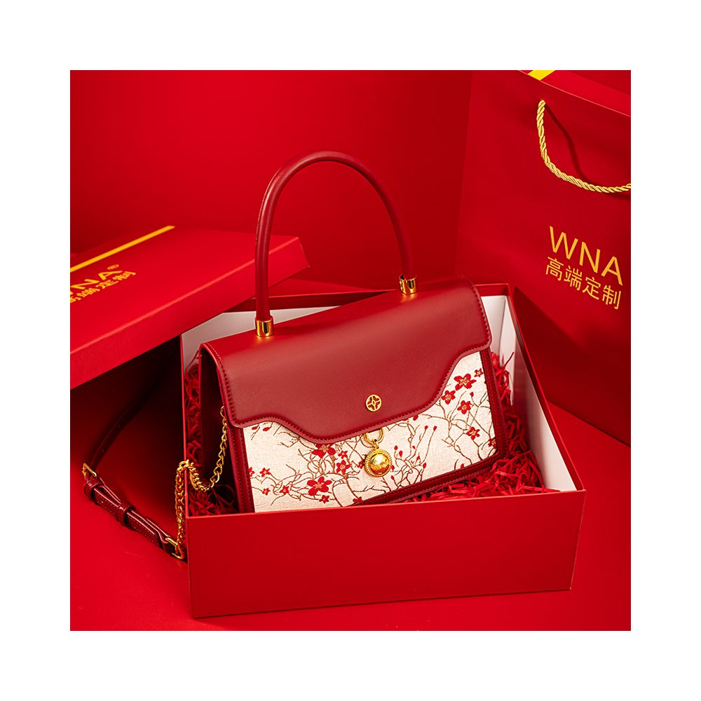 Luan Feng He Ming Red Velvet Wedding Bag Crossed Small Square Bag Premium Handheld Show Wofu Engagement Bridal Bag image 39