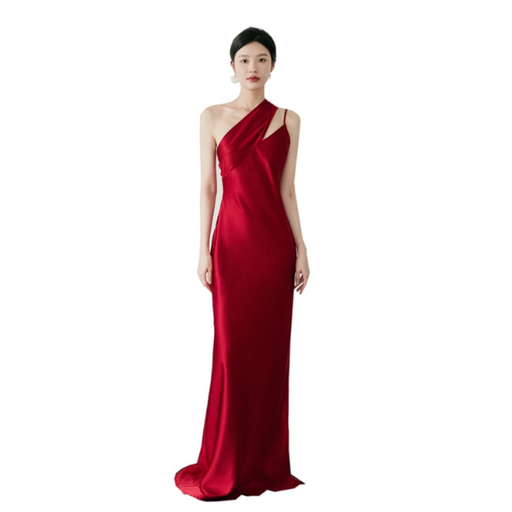 Nomeives slimming bride banquet evening gown red rose high end minimalist Chinese wedding respect image 5