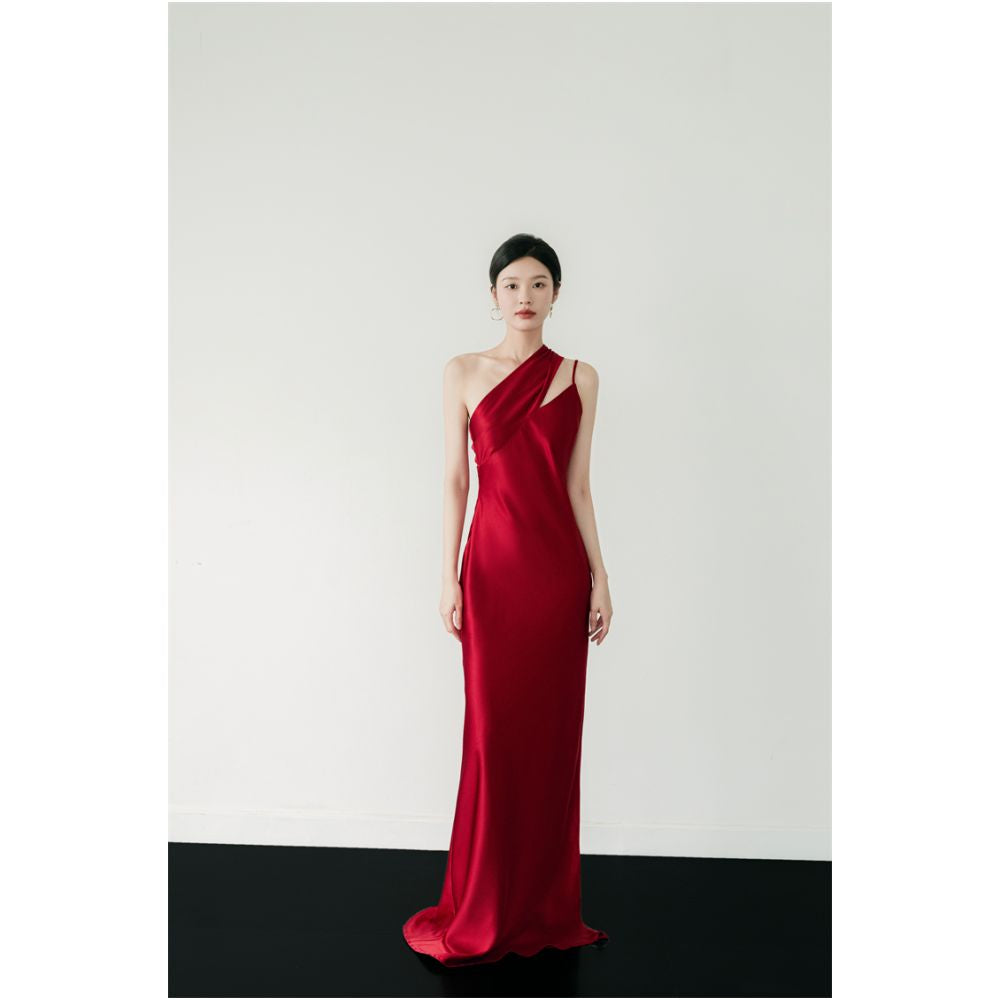 Nomeives slimming bride banquet evening gown red rose high end minimalist Chinese wedding respect image 9
