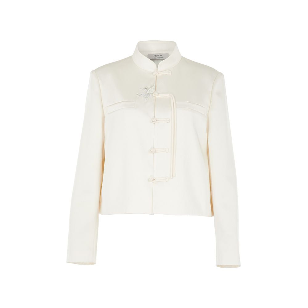 Star style deep handmade three dimensional pearl embroidered short jacket with flowers and trees new Chinese style buckle suit top for spring image 11