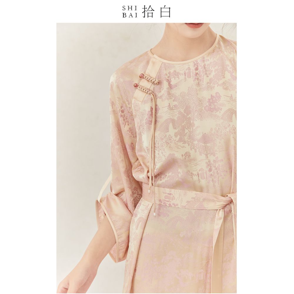 Shibai New Chinese Qingming Shanghe Tu National Style Jacquard Dress Female Original Spring Summer New Improved Long Dress image 1