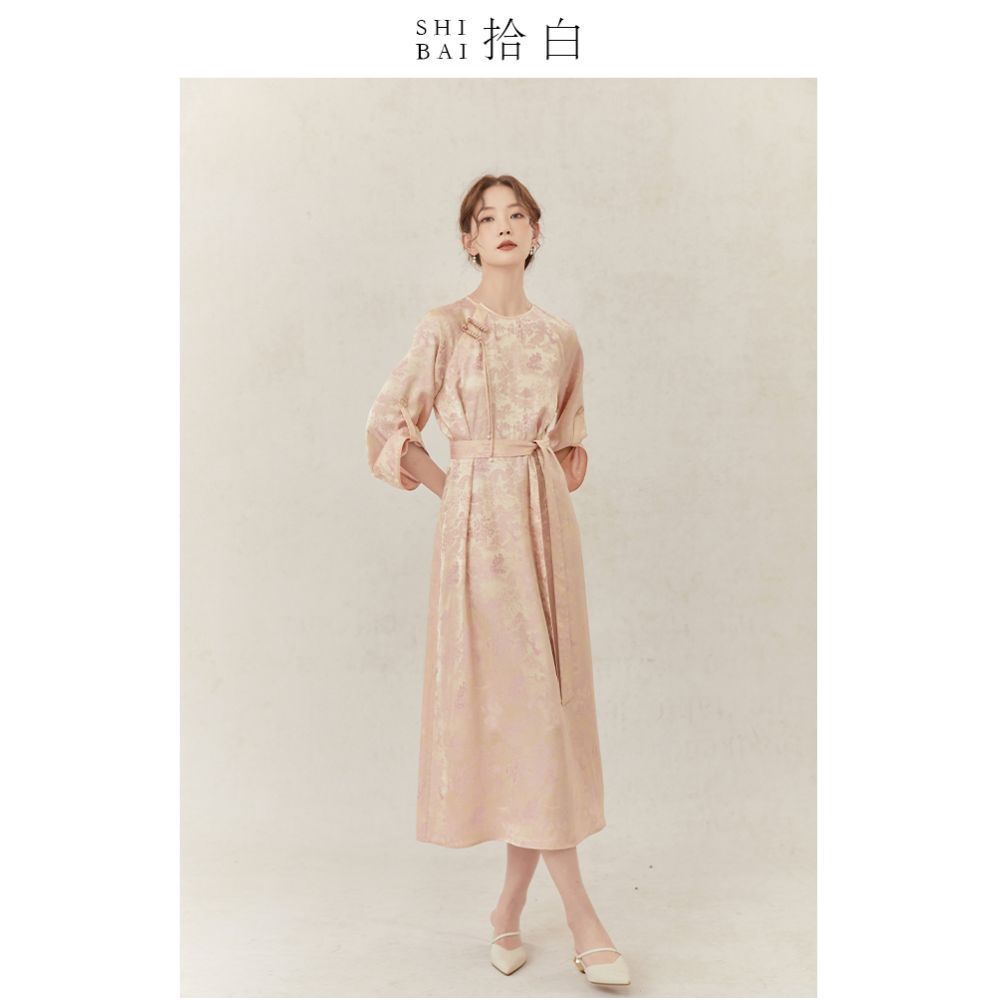Shibai New Chinese Qingming Shanghe Tu National Style Jacquard Dress Female Original Spring Summer New Improved Long Dress image 2