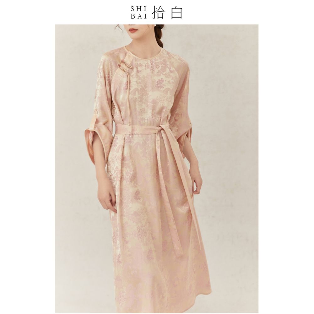 Shibai New Chinese Qingming Shanghe Tu National Style Jacquard Dress Female Original Spring Summer New Improved Long Dress image 4